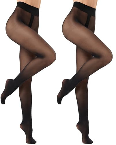 Aaronano Rip Resistant Tights 10 Denier Semi Sheer Resist Tears Supper Comfort Pantyhose for Women Black L-XL