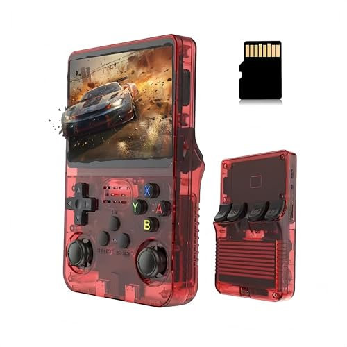 KfHao 30000-in-1R40S PRO Handheld Game Console:3.5-inch IPS Screen Mini Retro Gaming Device with 3800mAh Battery, 45+Mainstream Emulators, 128G TF Card (red 64g)
