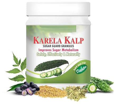 BETT Karela Kalp Blutzuckerkontrolle/Zuckerspiegel-Balance, ayurvedische Medizin, Madhumeh Nashak Typ 1 Typ 2 Blutzuckerpflege, Zuckerschutz, Glukoseregulator, Neem-Jamun-Gudmar-Granulat, 400 g
