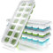 Arendo - 4X Silicone Ice Cube Trays with Lid, 14 x 4 Ice Cubes Moulds, Ice Cube Maker Ice Tray for Freezer Easy to Remove Ice Cube, BPA-Free, Dishwasher Safe, for Cocktails Whisky Wine Fruit Purées