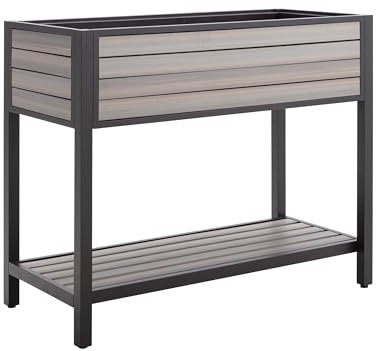 Dehner Hochbeet Houston, schmales Balkonhochbeet, 115 x 93 x 52 cm, Volumen 120 l, Kunststoff/Aluminium, grau