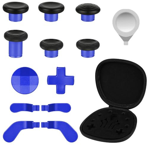 AXFEE 13 in 1 Metal Thumbsticks for Xbox Elite Controller Series 2 Accessories, Magnetic Buttons Kit, Metal Paddles D-Pads and Trigger Buttons Set for Xbox One Elite Series 2 Controller (Blue)