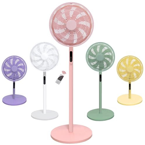 Knight 2in1 16 Pedestal Stand Fan & Desk Fan with Remote Control, Timer & 3 speed Setting | 9 Blades Turbo Wind | Round Base | Oscillation | Easy Assemble - No Tools | Candy Pink