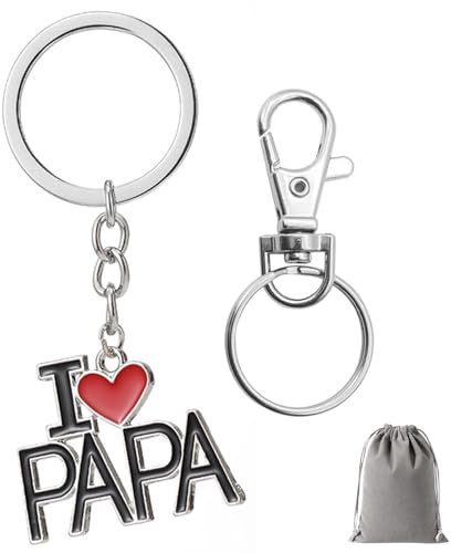 Porte-clés cadeau pour papa – Cordon personnalisé « Je t'aime » de fille/fils | Idée de cadeau pour la fête des pères, un anniversaire et Noël | Porte-clés élégant pour papa, Noir , taille unique