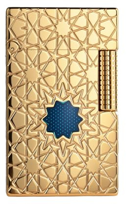 THORENS Stellar Mesh - Gold Side-Slide Messing-Benzinfeuerzeug | Crisp Sound, klassisch, Vintage, schlank, Flip-Top, nachfüllbar, Softflame, graviertes Inlay, Luxus-Sammlergeschenk