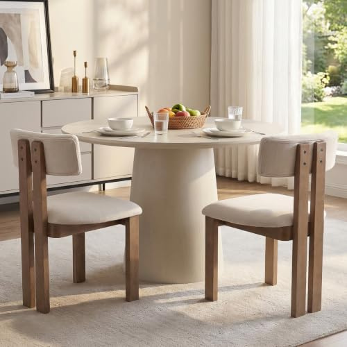 Ya-Home Esszimmerstühle Holz, 2er Set Küchenstühle Retro, | Holzstühle Esszimmer ohne armlehne, Polsterstuhl aus Leinen, Seitenstühle Holz Esstischstühle für Wohnzimmer & Küche