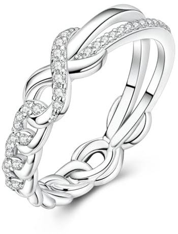 Ringe aus 925 Sterling Silber für Frauen | Elegante Dainty Hoop & Band Ringe mit 5A Cubic Zirkonia | Täglicher Schmuck mit Geschenktasche
