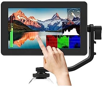 Monitor de cámara, F6 PLUS V2 4K Monitor de 6 pulgadas en la cámara DSLR Monitor de campo 3D LUT Pantalla táctil IPS FHD 1920x1080 Cámara de video