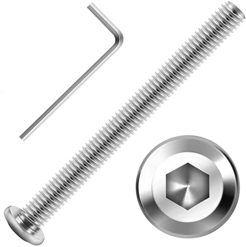 Zuyya 20 Stück Flachkopfschrauben M6 x 80 mm, M6 Schrauben | Edelstahlschrauben, Innensechskant Antrieb, Edelstahl A2 V2A, Vollgewinde mit Innensechskantschlüssel