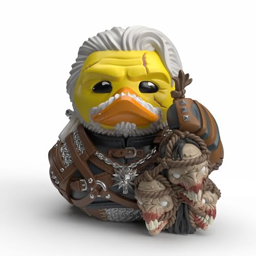 TUBBZ: The Witcher - Geralt of Rivia Rubber Duck Collectable Toy 9 cm | Official The Witcher Merchandise – Vinyl Figure with Bathtub Display, Monster Hunter, Fantasy Fan Decor & Novelty Duck Gift
