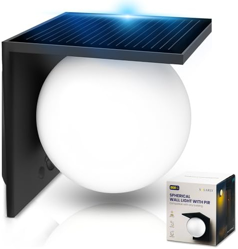 Applique solaire murale extérieure – Luminaire LED 1000 lm avec détecteur de mouvement PIR et mode permanent – IP54, sans fil – Éclairage continu pour façade, jardin, terrasse – SOLARLY