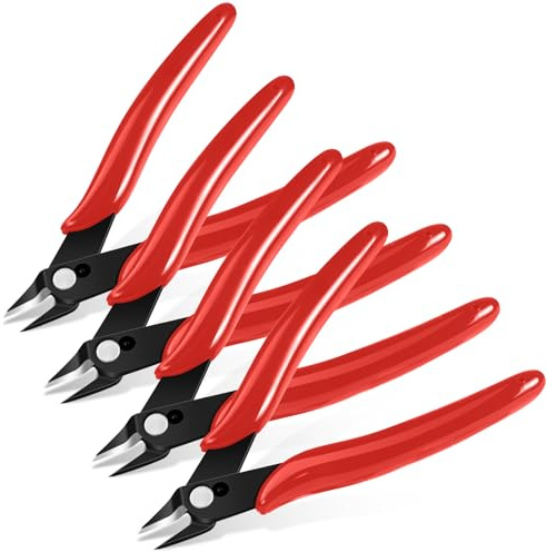 Ainiv Pinza da Taglio Diagonale, 4pz Pinze per Taglierine di Precisione | Pinza elettricista, Spellafili e Tagliafili, Multifunzionale Tronchesi a Filo per Artigianato Creazione Gioielli, Rosso