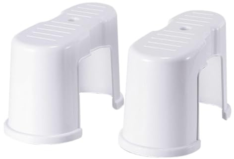 NULYLU Tabouret de Toilette en Plastique Blanc Résistant et Ferme, Repose-Pieds Antidérapant pour Garçon et Filles, Lot de 2, Maison Salle de Bain
