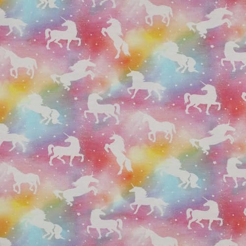 MAGAM-Stoffe Regenbogen Einhorn Kinder Jersey OEKO-TEX Meterware ab 50cm (Bunt)