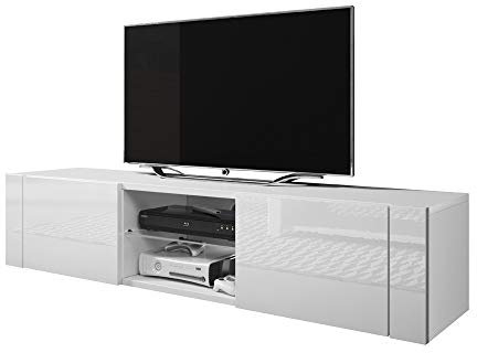 Selsey ELEGANT – TV-Lowboard Weiß Matt/Weiß Hochglanz 140 cm