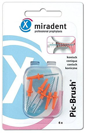 miradent Pic-Brush Ersatzbürsten, 6 Stück: orange, konisch, 2,5 - 5 mm