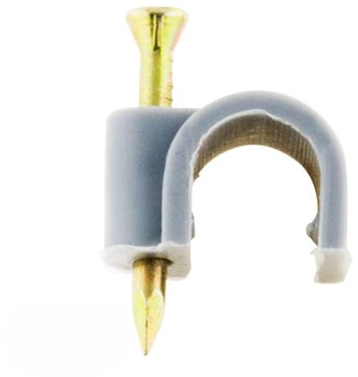 Zenitech - Set Di 20 Ganci di Fissaggio Ø8mm - Fissaggio Sicuro per Cavi TV e Tubazioni Elettriche - Chiodi Speciali per Calcestruzzo - Normative CE - Grigio - Ø8mm