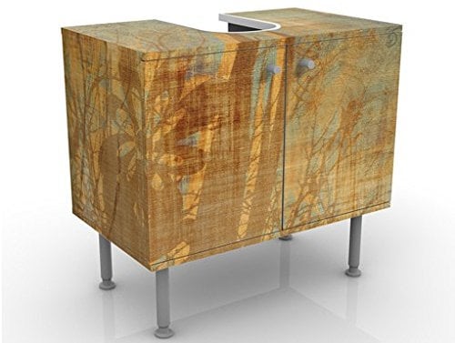 Apalis Waschbeckenunterschrank - Blumen unter Ornamentstruktur - Blumen Badschrank Braun, Größe: 55cm x 60cm