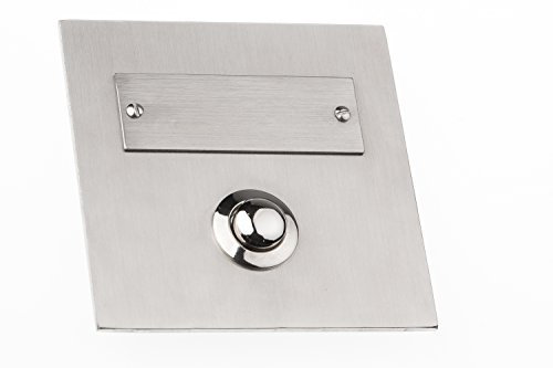 HUBER Unterputz Klingeltaster 1-fach aus Edelstahl - Türklingelknopf mit Namensschild - Haustürklingel Unterputz I Taster aus Messing - Klingelschalter, Klingel, quadratisch