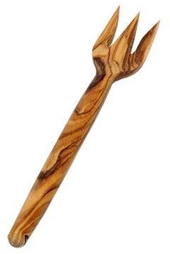 Legno di ulivo antipasti forcella grande antipasti posate circa 11 cm con bella UNIKATE impregnata in Olive legno prodotto naturale