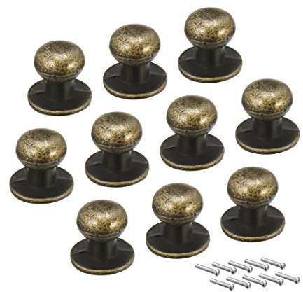 Sourcingmap 12mmx11mm Door Vintage Style Single Hole Zinc Alloy Round Knob Pull Handle 10pcs