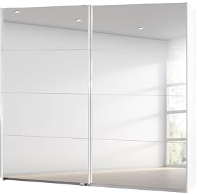 Rauch Möbel Caracas Armadio con Ante scorrevoli, Legno ingegnerizzato, Piastra di serraggio, Bianco con 2 Porte a Specchio, 210 x62 x226 cm