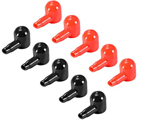 sourcing map Batteriepol Gummi Material Schutzabdeckungen Rot Schwarz 4 mm x 14 mm, 5 Paare