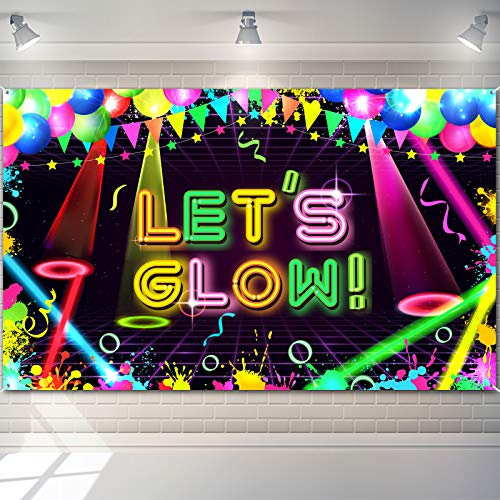 Boao Neon Glühen Party Hintergrund Stoff Let Glow Hintergrund Glühen Party Thematische Hintergrund Neon Geburtstagsfeier Dekorationen für Neon Thematisch Party Geburtstag Party, 5,9 x 3,6 Ft