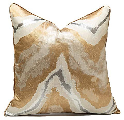 Goldfarbener Kissenbezug, dekorativ, quadratisch, einzigartig, goldfarben, Heimdekoration für Sofa, Outdoor, Schlafzimmer, Wohnzimmer, Terrasse, Stuhl, mit unsichtbarem Reißverschluss, 45 x 45 cm