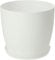 B2C Flower Pots 6 Colours 8 sizes Matt Plastic Plant Pots Planter + Saucer Tray Deco (White Matt, 9.5 cm)