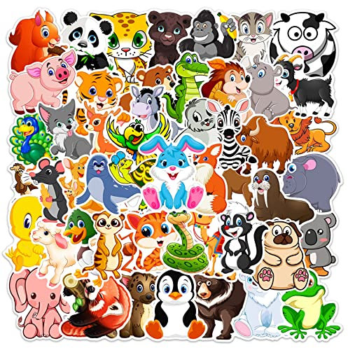 130 Stück Tieren Aufkleber, Kinder Tiere Aufkleber, Wasserfeste Vinyl Sticker, Graffiti Sticker, Lustige Tiermuster, für Laptop, Koffer, Helm, Motorrad, Skateboard, Snowboard, Fahrrad, Computer