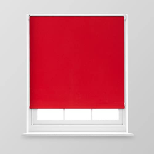 A.Unique Home Premium Trimmable Thermal Blackout Roller Window Blind in a Variety of Colours and Sizes Ideal for any Room - 6FT - Red - 180cm (W) x 170cm (L) | 70.8 (W) x 66.9 (L)