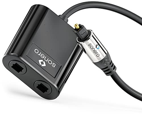 Sonero® premium Toslink-Splitter, 1x Stecker Eingang, 2x Buchse Ausgang, S/PDIF Digitaler Audio Verteiler, 0,15m, schwarz