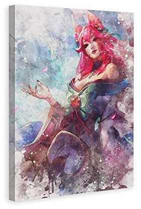 Ahri Wandkunst, Leinwand, Poster, Schlafzimmer, Büro, Raumdekoration, Geschenk, Dekoration, Druckbild, Gemälde für Wohnzimmer, Schlafzimmer, Dekoration, 30 x 45 cm