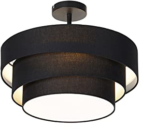 Qazqa Modern Deckenleuchte, Deckenlampe - Drum-neutron - Schwarz, Rund, 3-flammig, 45cm, Ideal als Flur, Schlafzimmerlampe und Wohnzimmerlampe