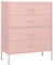 vidaXL Commode Buffet Armoire à Tiroirs Meuble de Rangement Armoire de Rangement Salon Salle de Séjour Intérieur Rose 80x35x101,5 cm Acier