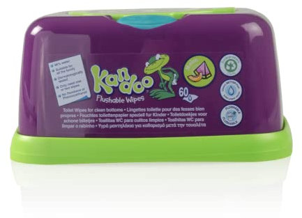 Kandoo - Boîte Rechargeable Distributrice de 60 Lingettes Melon - Humides Jetables Adaptées aux Enfants - Douceur Extrême - Efficacité Supérieure - Testées sous Contrôle Dermatologique