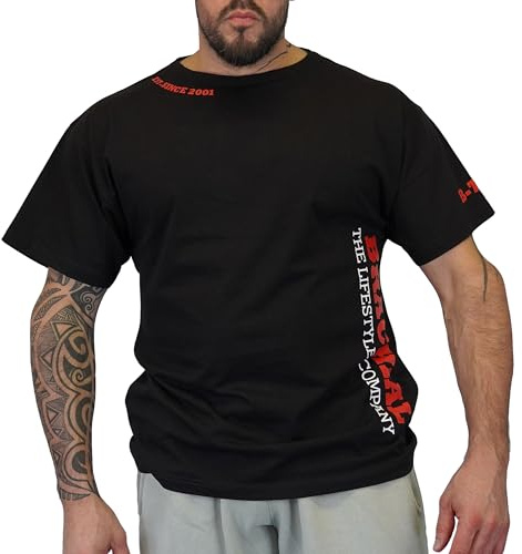 Brachial Premium Herren T-Shirt Gym Loose-Fit Schwarz/Rot 3XL - für Freizeit Bodybuilding Workout Gym Kraftsport Fitness