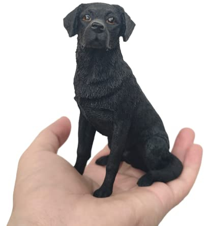1 x sitzende Labrador-Figur aus Kunstharz, kleiner Hund, Gedenkgeschenke, schwarzes Labor-Ornament, Hundefiguren, Auto-Dekoration, Sammlerstück, Labrador-Statue, Skulptur, Geschenke für
