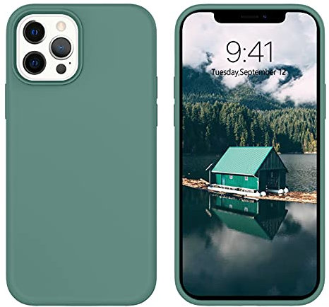 DUEDUE Coque pour iPhone 12 Pro Max Silicone, Coque de Téléphone pour iPhone 12 Pro Max Silicone Rigide Protection Antichoc Solide Durable Intégrale, Coque pour iPhone 12 Pro Max 6,7 Pouces Vert