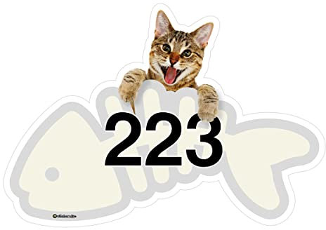 Tabby Cat Personalised Wheelie Bin Sticker/Vinyl Labels with House Number & Street Name - Size A5 [4 Pack]
