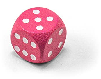 Waldfelsen Einzelne Bunte Holzwürfel Augenwürfel aus Holz in 20 frei konfigurierbar | Spielmaterial Zubehör Würfel 16 mm W6 D6 Standardgröße Knobel Dice 6-seitig (Pink-weiß)