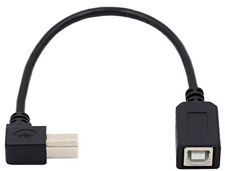 cablecc USB 2.0-Verlängerungskabel, Typ B, Stecker auf Buchse, 90 Grad, rechtwinklig, für Drucker, Scanner, Disk, 20 cm