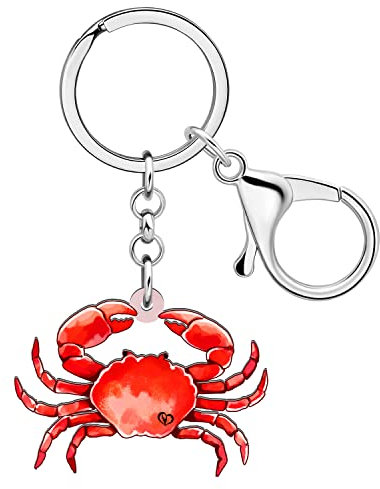 DALANE Meer Krabben Schlüsselanhänger Acryl Krabben Auto Schlüsselring Schmuck Geschenke für Damen Mädchen Geldbörsenanhänger (Rot)