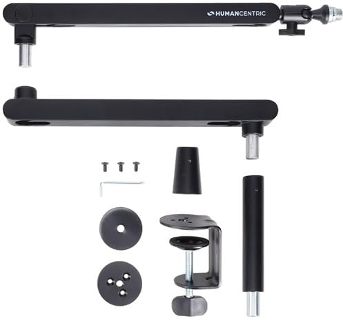 HumanCentric Low Profile Mic Arm, Adjustable Microphone Boom Arm Desk Mount Ideal for Home Office, Podcasts, Streaming, and Gaming, Space Saving Microphone Arm With Cable Channels Fits 3/8 and 5/8