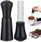 zhongko WDT Tool, Aluminium WDT Tool Espresso mit Ständer 0,35mm Edelstahl 10 Espresso Nadel Kaffee Distributor für Barista, Schwarz (2 Ersatznadeln)