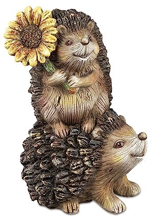 formano Dekofigur Igel Pärchen mit Sonnenblume | Figur Gartendeko Gartenfigur | 18x12 cm
