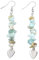 Ohrringe Hängend,Trommelstein-Amazonit-Tropfenohrringe Mit Herz-Anhänger, Lange Baumelnde Hakenohrringe, Heilkristall, Reiki-Balance, Chakra-Schmuck, Geschenk Für Mädchen, Mutter, Ehefrau
