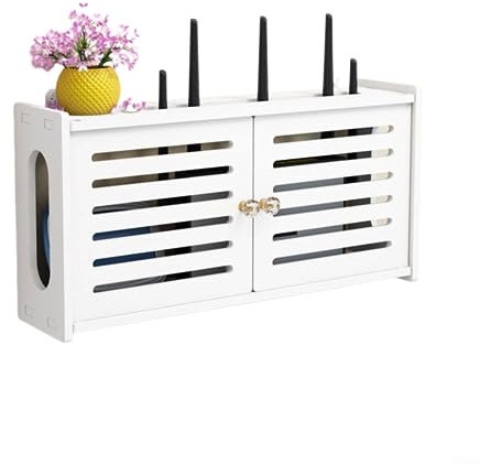 Wireless Router Rack, Wall-mounted Floating WiFi Router Shelf, TV Lower Plug-in Shielding Wall Decoration, Adjustable Cable Box for Desk & Bedroom