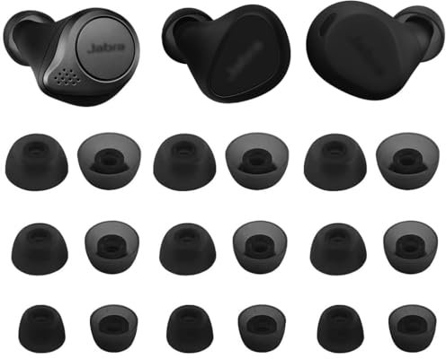 ALXCD Ear Tips Compatible with Jabra Elite 8 Elite 10 Earbuds, S/M/L 3 Sizes 9 Pairs Soft Silicone Earbuds Replacement Tips, Compatible with Jabra Elite 8 Elite 10, Gray